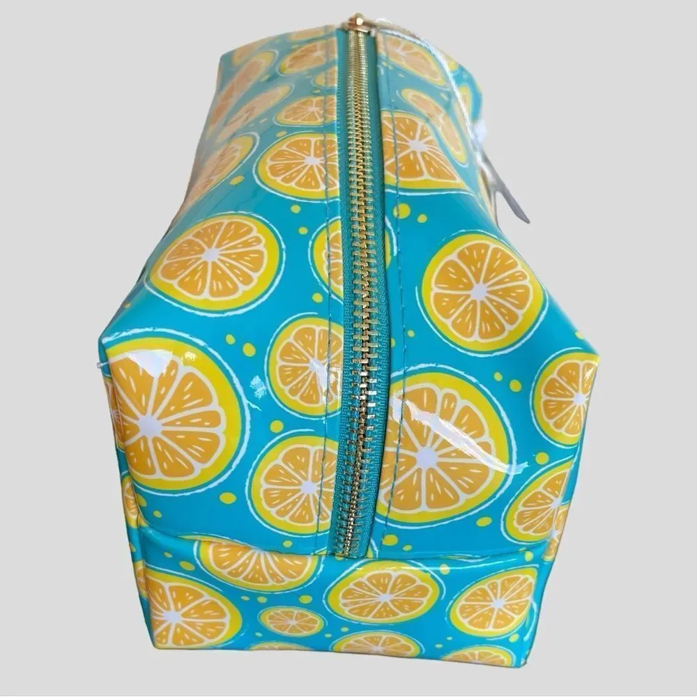 OCS Designs Orange Slice Cosmetic Bag Blue Citrus Travel Pouch NWT